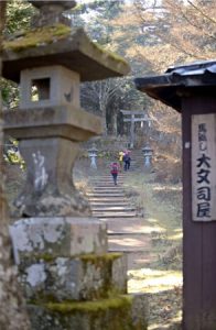 馬返し近くの吉田口登山道。富士吉田市が１～５合目登山道の再興に乗り出す＝同市内